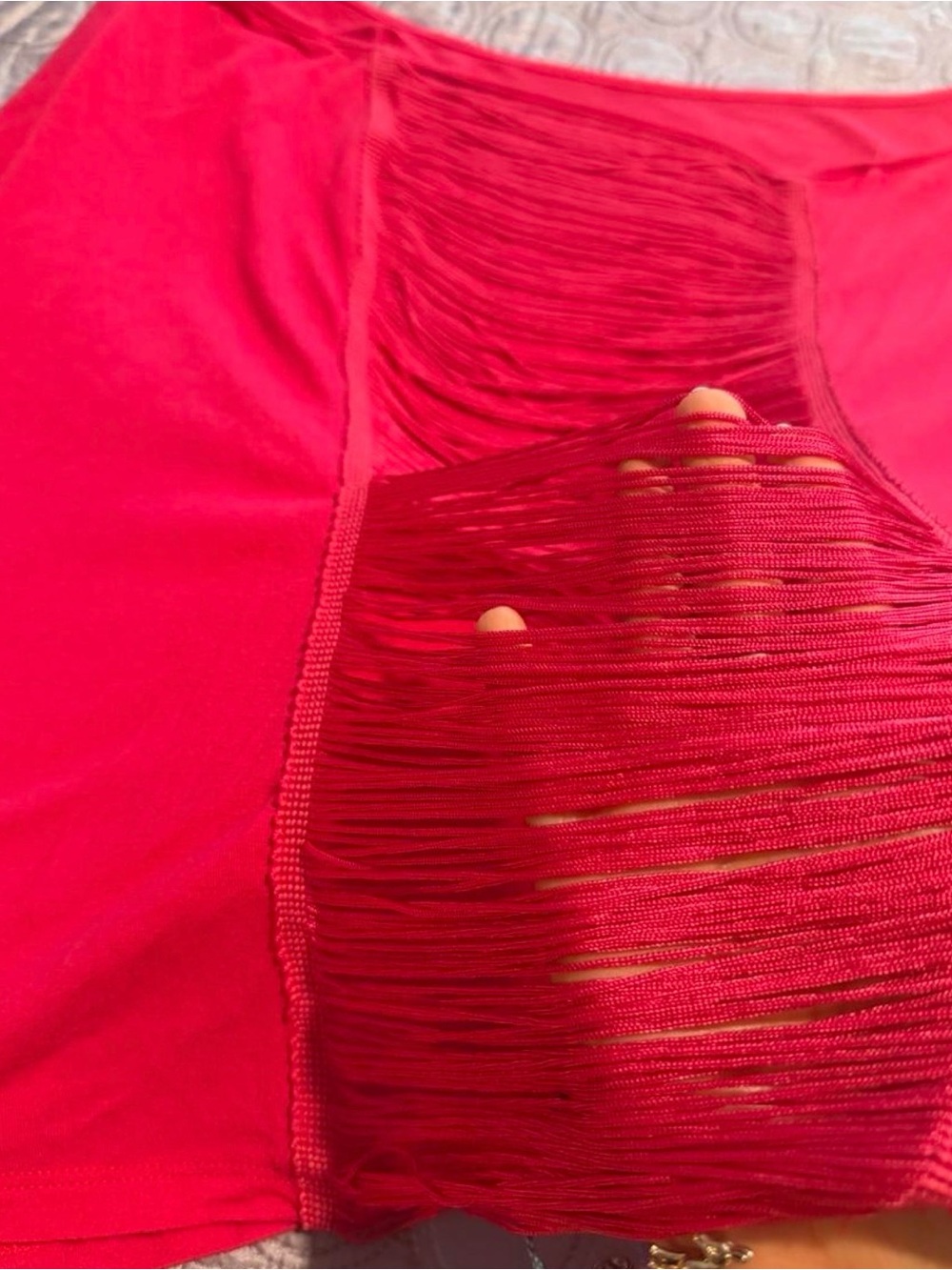 Hot pink Fringe Detail Off-Shoulder Top - Picture 7 of 7